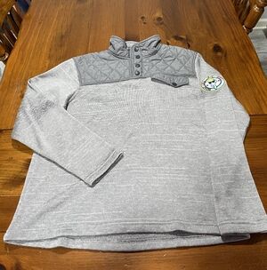 Goat Usa Mens Grey Quarter Snap Pullover Graphic Patch‎ Sweater Size Medium
